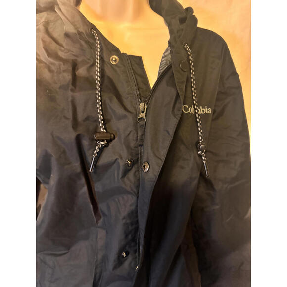 COLUMBIA MEN'S LINED WINDBREAKER BLACK HOODED JACKET SIZE L - Picture 4 of 11